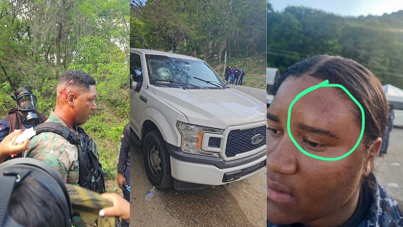 Tres policías y un capitán del Ejército resultan heridos luego de agresión a pedradas en protesta en San Juan de la Maguana