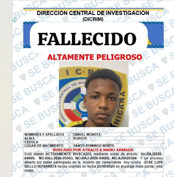 Fallece reconocido delincuente “Bobote” tras enfrentar agentes DICRIM en SDN
