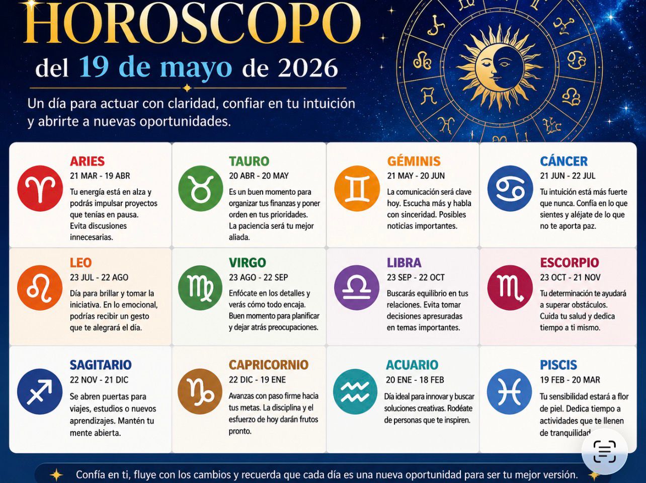 Horóscopo del 19 de mayo de 2026