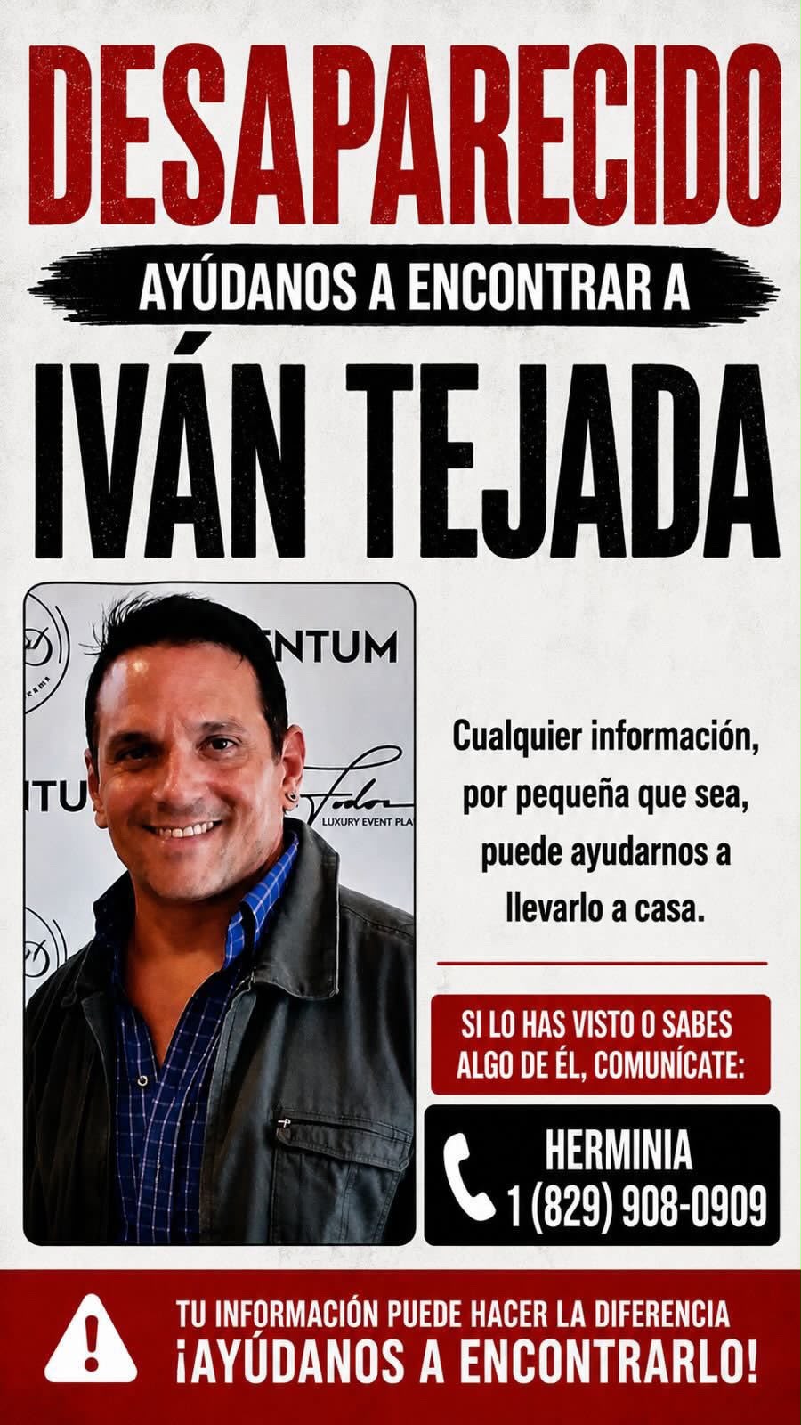 Familiares reportan como desaparecido a Iván Tejada