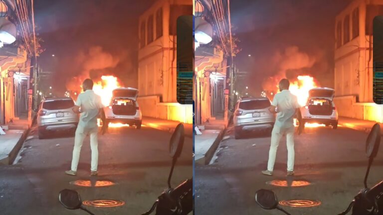 Dos vehículos se incendian en plena Zona Colonial del Distrito Nacional