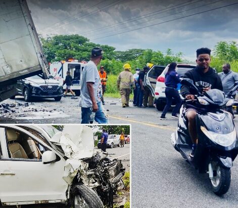 Tres heridos tras choque entre camión y yipeta en carretera Hato Mayor-El Seibo
