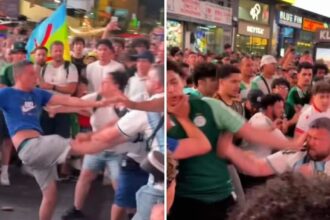 Hinchas de Argentina y Argelia protagonizan pelea en Times Square previo a su debut en el Mundial 2026