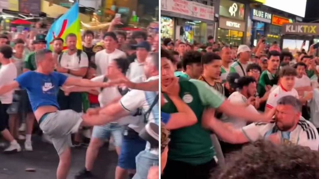 Hinchas de Argentina y Argelia protagonizan pelea en Times Square previo a su debut en el Mundial 2026