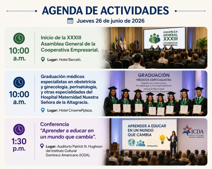 Agenda del día: viernes 26 de junio de 2026 