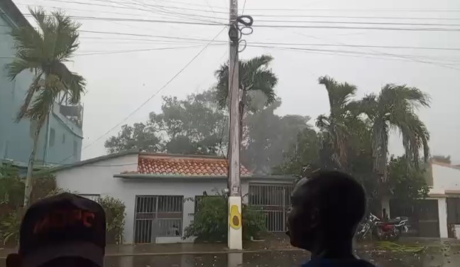 Fuerte ventarrón deja viviendas afectadas, derriba postes del tendido en Loma de Cabrera