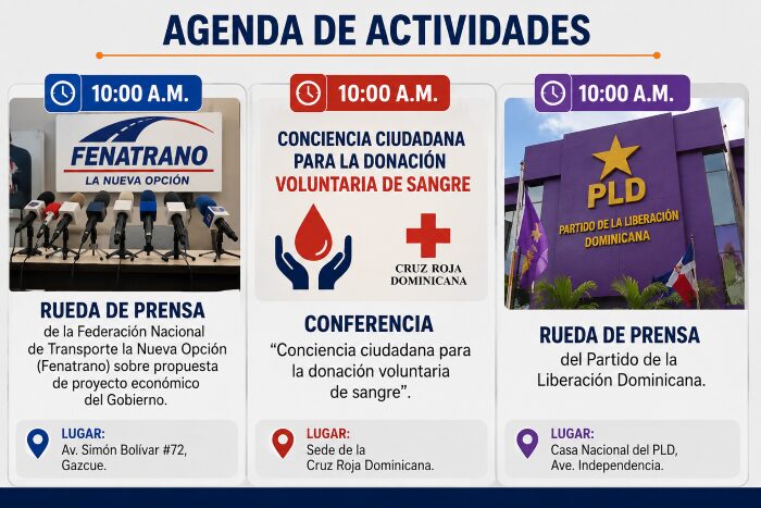 Agenda del día: lunes 15 de junio de 2026