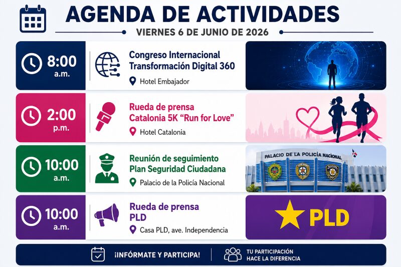 Agenda del día: lunes 8 de junio de 2026
