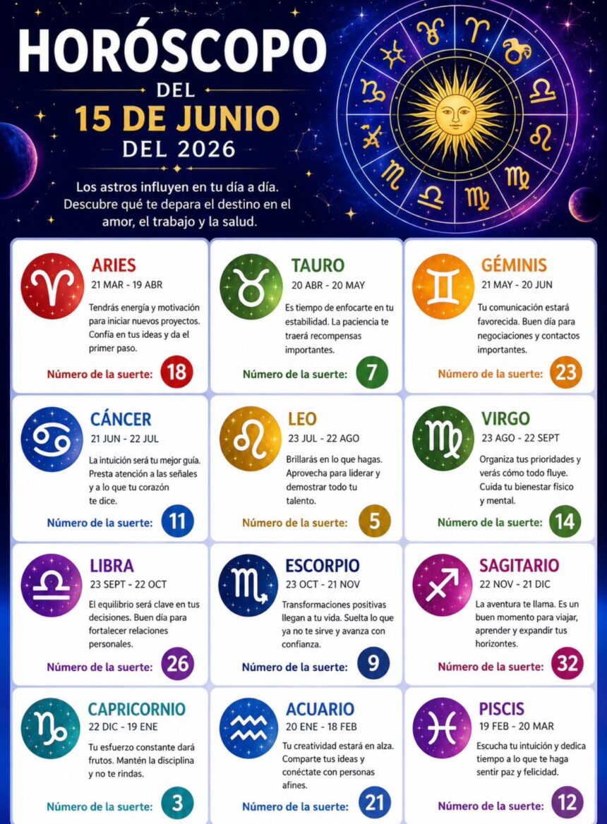 Horóscopo del 15 de junio de 2026