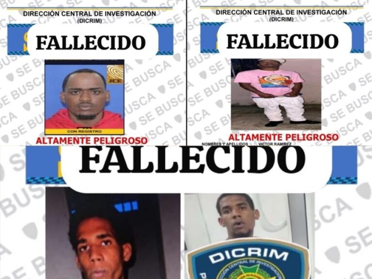 Cuatro presuntos asaltantes mueren en enfrentamiento con la Policía en Santo Domingo Este