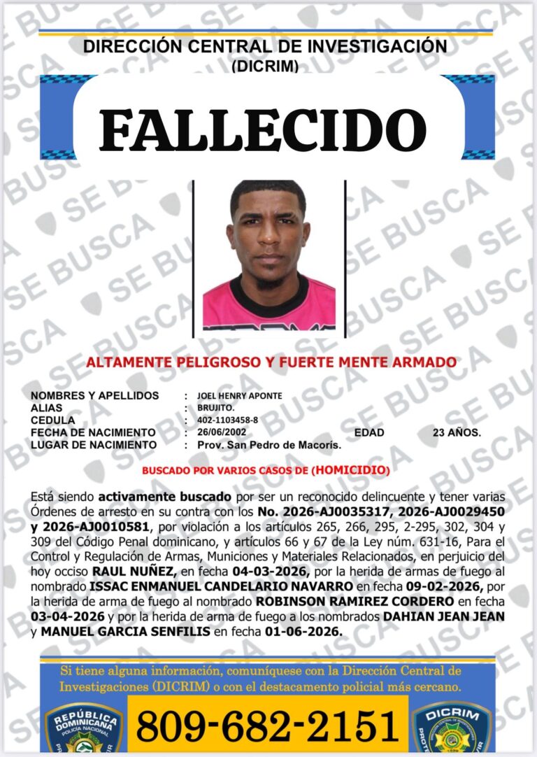 Muere presunto implicado en homicidio durante enfrentamiento con agentes del DICRIM en San Pedro de Macorís