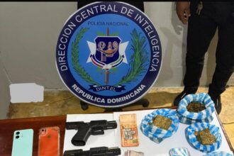 DINTEL apresa dos personas y ocupa armas de fuego ilegales y presuntas drogas en Cotuí