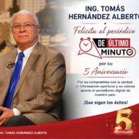 Tomás Hernández Alberto felicita a De Último Minuto por su quinto aniversario