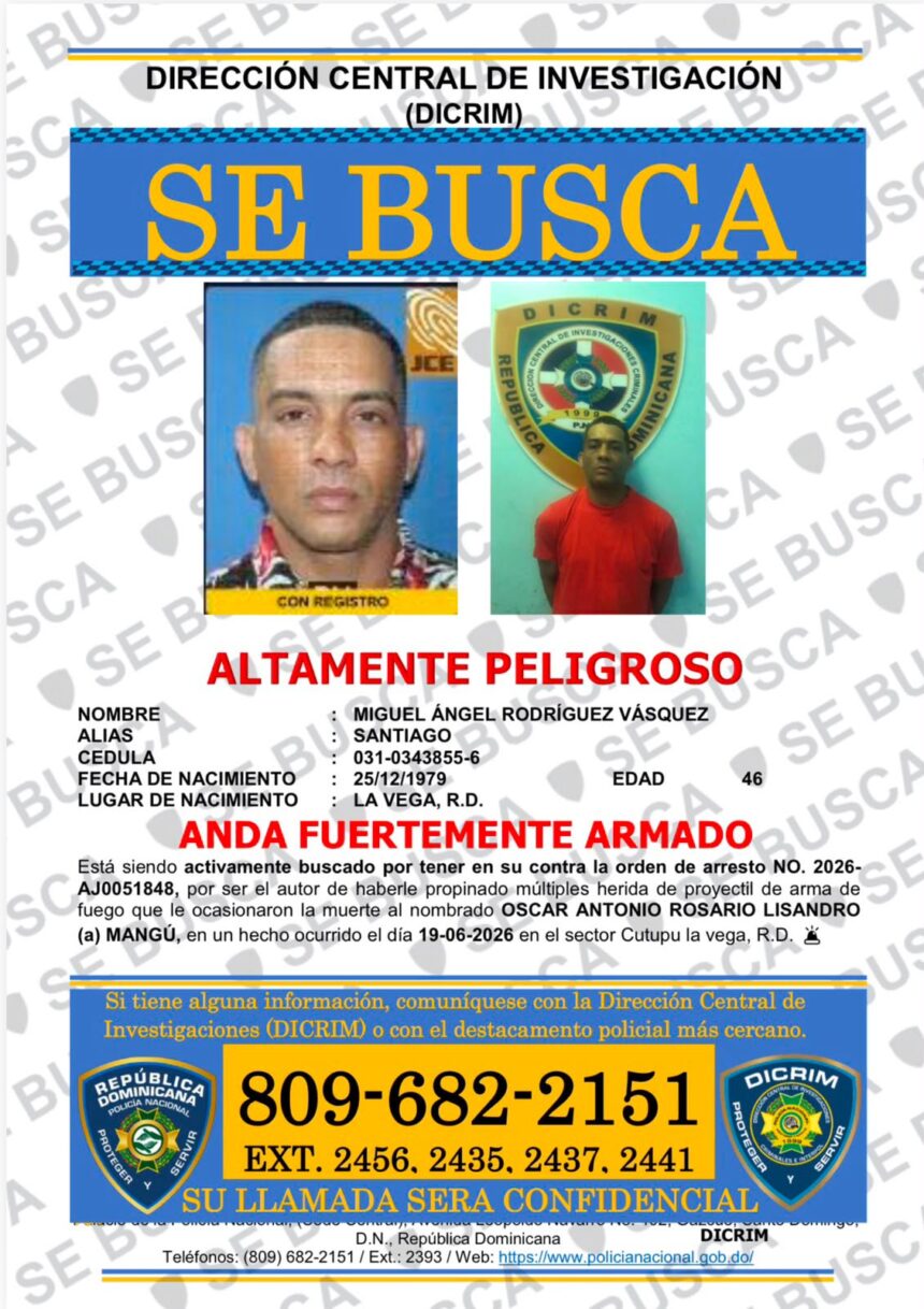 Policía Nacional activa búsqueda de presunto autor de homicidio ocurrido en La Vega