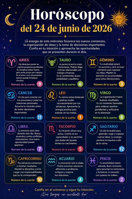 Horóscopo del 24 de junio de 2026