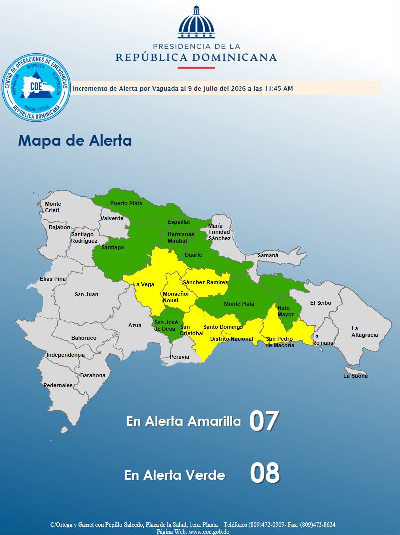 COE eleva las alertas por lluvias; vaguada y onda tropical mantienen bajo alerta a 15 demarcaciones