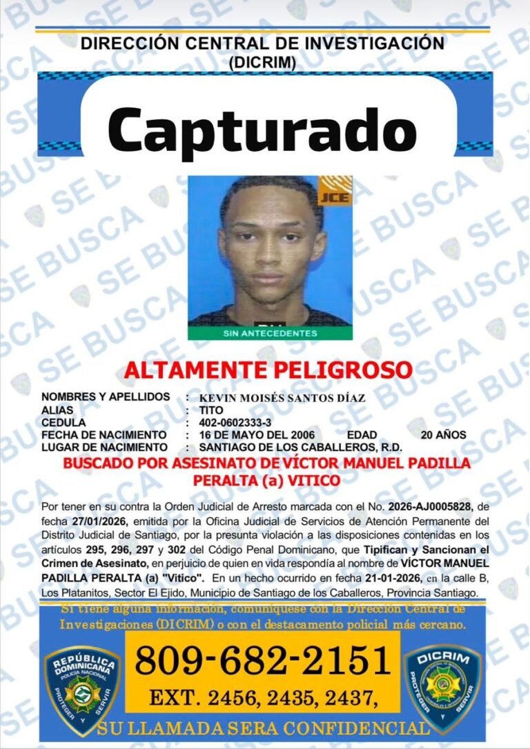 Capturan a “Tito”, acusado de matar a un joven y herir a otro en conflicto entre bandas en Santiago
