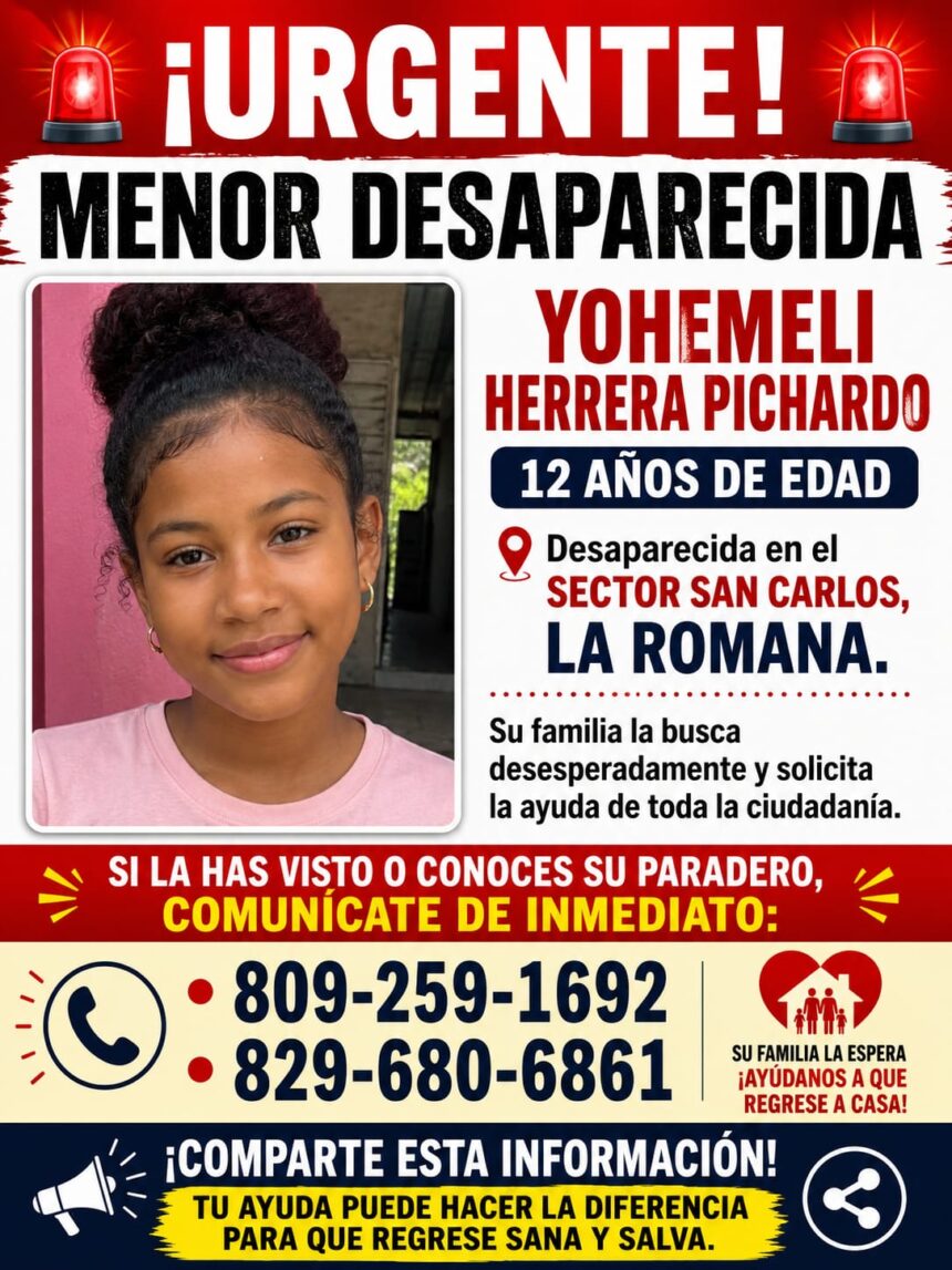 Madre clama ayuda para encontrar a su hija de 12 años desaparecida en La Romana