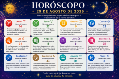 Horóscopo del 29 de agosto de 2026: descubre qué tienen preparado los astros para tu signo