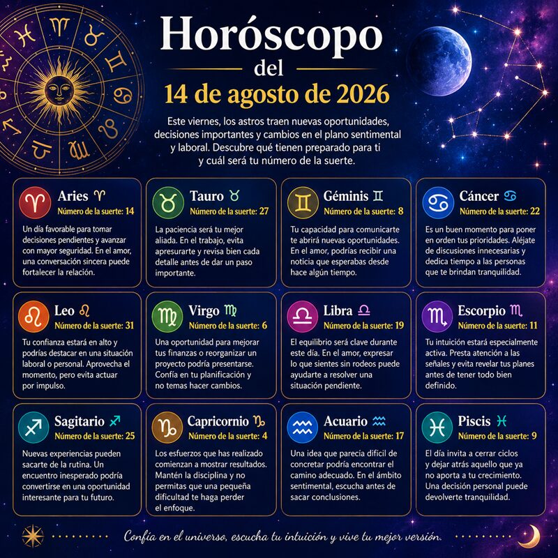 Horóscopo del 14 de agosto de 2026