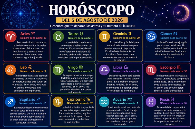 Horóscopo del 5 de agosto de 2026