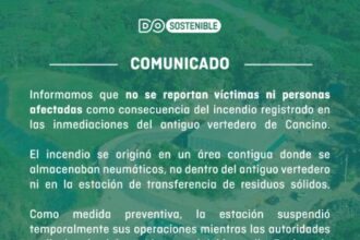 Incendio en las inmediaciones del antiguo vertedero de Cancino fue controlado sin víctimas ni daños a la estación de transferencia