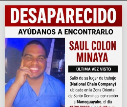 Buscan a Saúl Colón Minaya, hombre de 40 años reportado como desaparecido en Santo Domingo