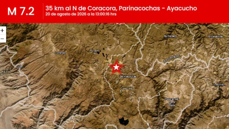 Sismo de magnitud 7.2 sacude Ayacucho, Perú, según el IGP