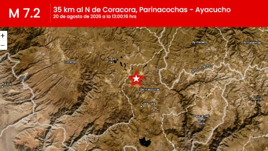 Sismo de magnitud 7.2 sacude Ayacucho, Perú, según el IGP