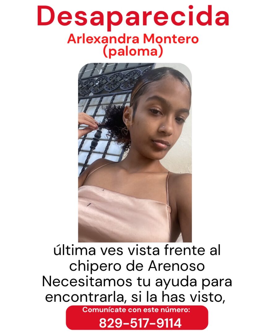 Adolescente de 16 años está desaparecida desde el sábado en Arenoso