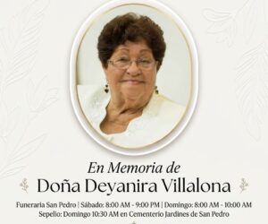 Fuerza del Pueblo lamenta el fallecimiento de doña Deyanira Villalona, madre del exsenador Franklin Peña