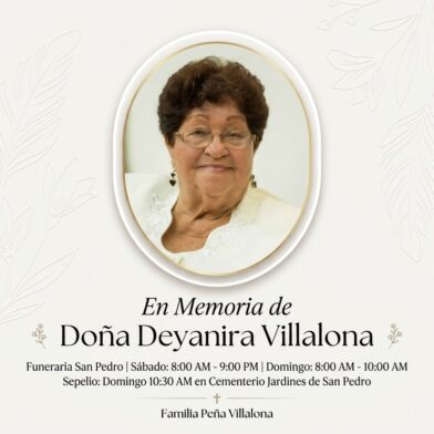 Fuerza del Pueblo lamenta el fallecimiento de doña Deyanira Villalona, madre del exsenador Franklin Peña