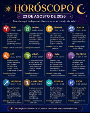 Horóscopo del 23 de agosto de 2026: predicciones y números de la suerte