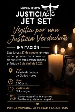 Movimiento Justicia Jet Set convoca a vigilia por la memoria de víctimas del 8 de abril de 2025