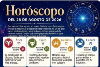 Horóscopo del 28 de agosto de 2026: descubre tu número de la suerte