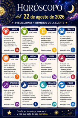 Horóscopo del 22 de agosto de 2026: predicciones y números de la suerte