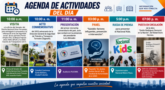 Agenda del día: jueves 10 de septiembre de 2026