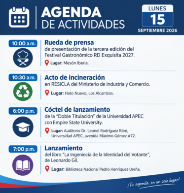 Agenda del día: martes 15 de septiembre de 2026
