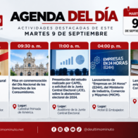 Agenda del día: miércoles 9 de septiembre de 2026