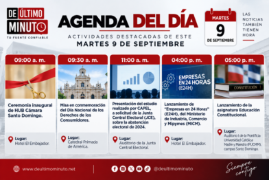 Agenda del día: miércoles 9 de septiembre de 2026