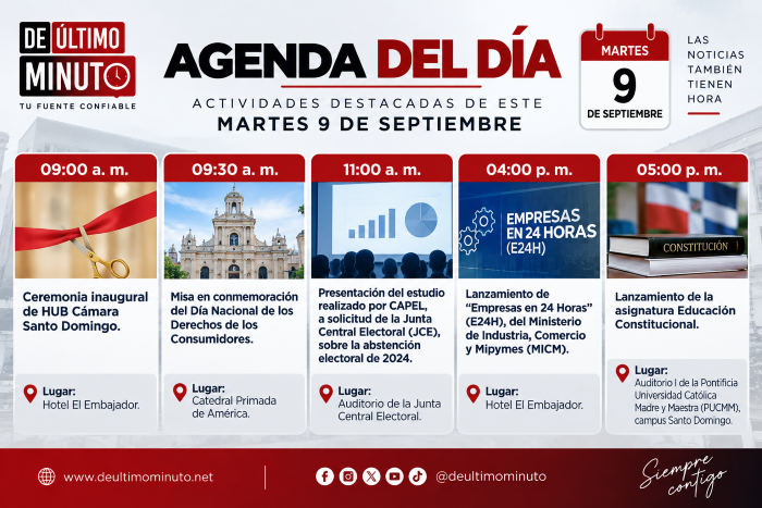Agenda del día: miércoles 9 de septiembre de 2026