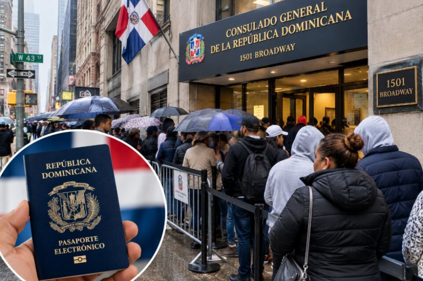 Dominicanos acuden masivamente al Consulado en Nueva York para solicitar nuevo pasaporte electrónico