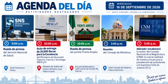 Agenda del día: jueves 17 de septiembre de 2026