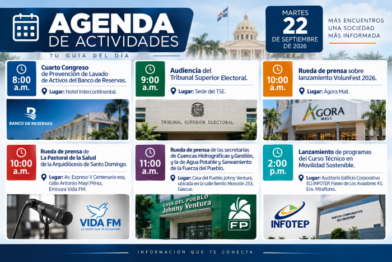 Agenda del día: martes 22 de septiembre de 2026