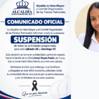 Alcaldía de Hato Mayor suspende Fiestas Patronales tras fallecimiento de niña de 11 años