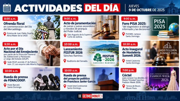 Conozca la agenda de eventos y actividades programadas para este jueves en el país