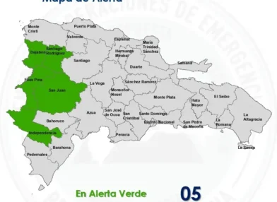 COE activa alerta verde en cinco provincias por crecida de ríos
