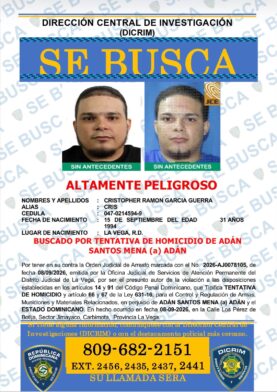 DICRIM busca a hombre acusado de tentativa de homicidio en La Vega