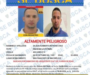Policía Nacional busca a “Mandrake” y/o “El Mello”, presunto autor del homicidio de un adolescente en Pekín, Santiago