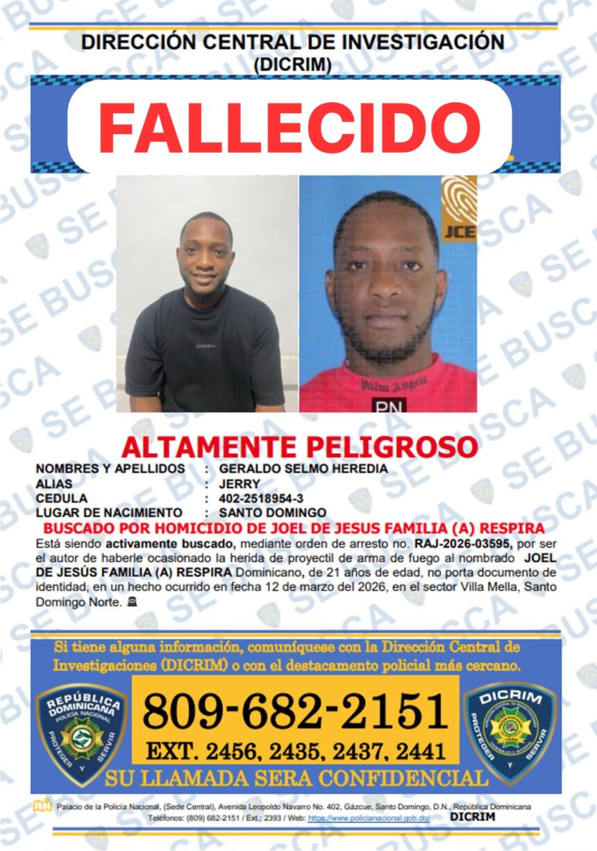 Muere hombre buscado por homicidio tras enfrentamiento con agentes del DICRIM en Sabana Perdida